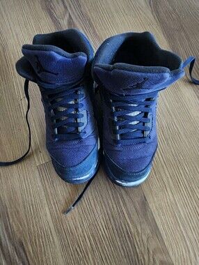 Jordan Navy Blue High-Top Sneakers with Black Accents Size 2Y